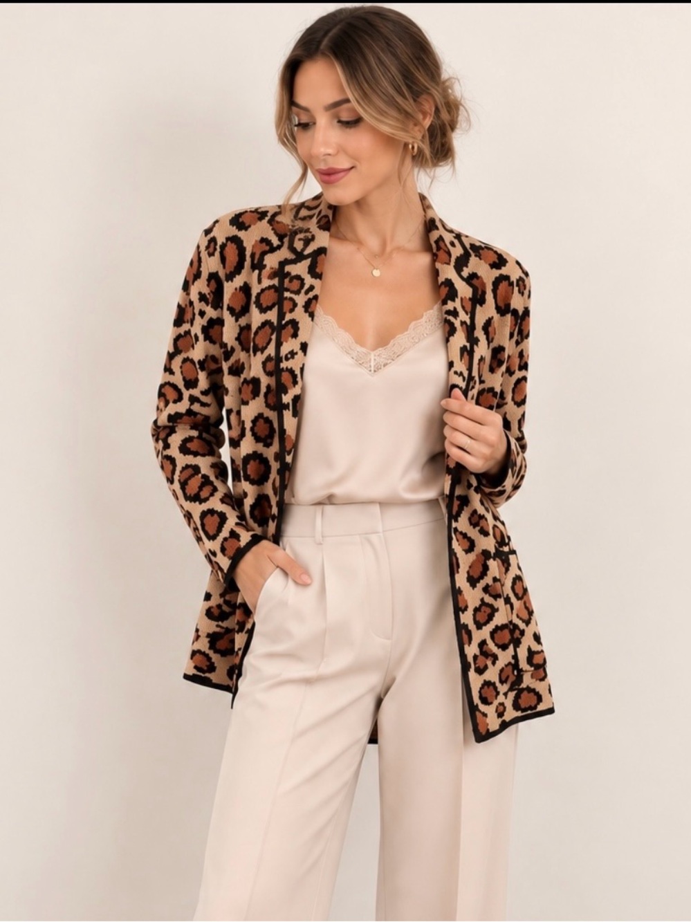 Talbots Leopard Print Cardigan XS NWT – Open Front Wool Blend